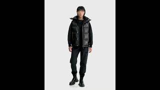 RUDSAK Shiny REN X UNISEX LEATHER DOWN PUFFER VEST Hooded Black Women Men [upl. by Nnyleak]