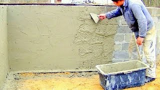 Building a house step by step Full HD Day 11 Plastering foundation wall [upl. by Nimra]