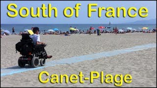 Wheelchair access ramps to Mediterranean beach in Canet Plage France [upl. by Azral]