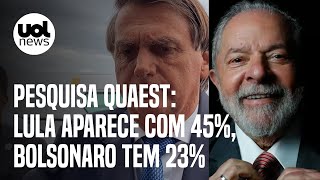 Pesquisa GenialQuaest Lula tem 45 no primeiro turno e lidera todos os cenários de 2º [upl. by Sherris]