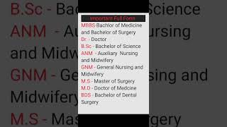 MBBSDrBScANMGNMMSMDBDS Full formupscsscgkknowledgefullformyoutubeshorts [upl. by Uball]