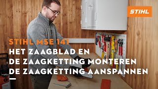 Het zaagblad en de zaagketting monteren amp de zaagketting aanspannen  STIHL MSE 141 [upl. by Vonnie]