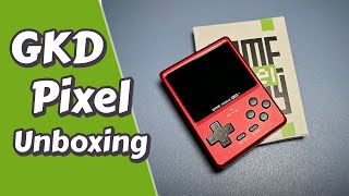 GKD Pixel  Unboxing Size comparison amp First power on  StockMinUI  24quot Micro Retro Handheld [upl. by Ahsuatan]