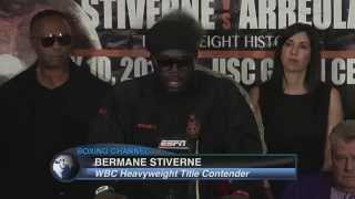 Bermane Stiverne loses his cool at the final press conference prior to fight with Arreola [upl. by Cupo]