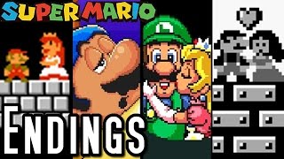 Super Mario ALL ENDINGS 19851995 SNES NES [upl. by Alian]