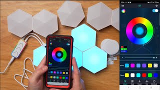 RGB Hexagon Lights Smart App Control DIY Hexagon Wall Lights 10 Pack [upl. by Joan525]