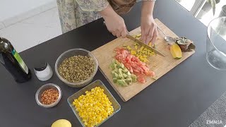 Green Lentil Corn Avocado Salad NUTRITIOUS HIGH PROTEIN amp FLAVORSOME VEGAN SALAD [upl. by Ahsinal]