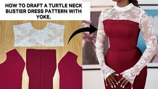 How to Cut this Stylish Turtle Neckline Bustier Dress with a Slit in Front [upl. by Keefe]