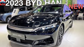 NEW 2023 BYD Han  FIRST LOOK interior exterior features [upl. by Nareik]