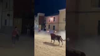 💥 Suelta de un toro embolado en Benifairó de les Valls Valencia 📹 saayyoortiiz [upl. by Ittak]