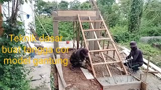 TUTORIAL TECHNIK DASAR BIKIN TANGGA COR MODEL GANTUNG [upl. by Anaeirb]