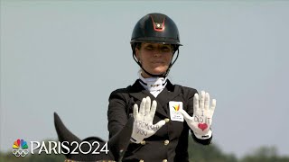 Belgiums Larissa Pauluis delivers solid routine on dressage Day 1  Paris Olympics  NBC Sports [upl. by Tallbott]