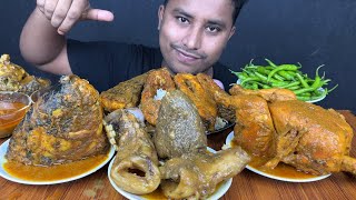 EATING BIG FISH HEAD WHOLE CHICKEN MUTTON LIVER CHILLIS amp RICE  WHOLE CHICKEN EATING CHALLENGE [upl. by Atniuqal]