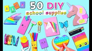 50 DIY  SCHOOL SUPPLIES IDEAS YOU WILL LOVE  Cute Hacks and Crafts For Back To School [upl. by Nelrsa]