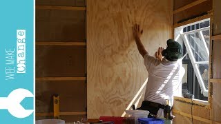 How to Line Walls and Ceiling with Plywood quotTiny House Projectquot [upl. by Merill]