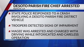 DeSoto Fire Chief arrested after crash suspected DWI [upl. by Natsirc555]