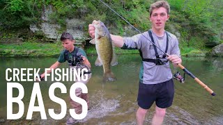 Creek Fishing Smallmouth Bass  Senko and Topwater [upl. by Odraboel330]