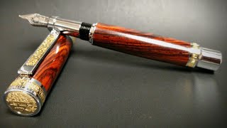 Turning a Hawaiian Springs Fountain Pen in Cocobolo [upl. by Kcirdnekel772]