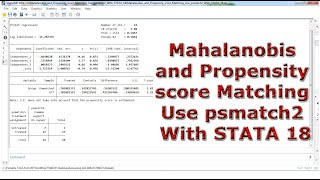 Mahalanobis and Propensity score Matching Use psmatch2 With STATA 18 [upl. by Mann851]