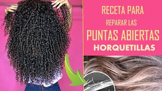 🤩💜RECETA PARA REPARAR LAS PUNTAS ABIERTAS DEL CABELLO RIZADO HORQUETILLAS [upl. by Valonia]