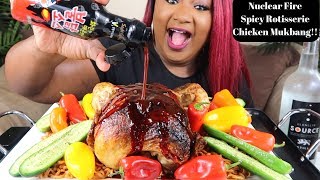 NUCLEAR FIRE SPICY ROTISSERIE CHICKEN MUKBANG [upl. by Adianez]