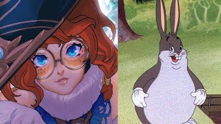 Big Chungus custom skin for Aurora  League of Legends [upl. by Ecikram]