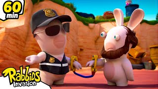 1h Compilation  The Rabbids got arrested  RABBIDS INVASION  New episodes  Cartoon for kids [upl. by Antipas]