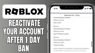 How To Reactivate Your Roblox Account After Being Banned For 1 Day [upl. by Ateekan966]