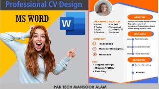 Professional CV Format Resume in Ms Word Cv Design in Ms Word Skill Resume [upl. by Abigail]