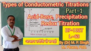 Types of Conductometric Titrations  Part1  Pharmaceutical Analysis  BP102T  L63 [upl. by Edveh]