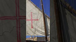 Portuguese caravel with its revolutionary lateen sail sailing lisbon portugal [upl. by Gilbertine]