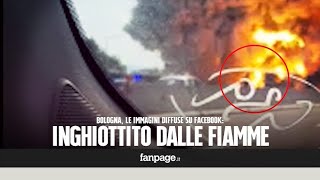 Esplosione Borgo Panigale nellincidente sulla tangenziale di Bologna uomo inghiottito dalle fiamme [upl. by Elocin]