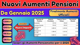 Nuovi Aumenti Pensioni da Gennaio 2025 👉 ECCO I NUOVI IMPORTI 💰 CIFRE ESATTE [upl. by Aryt]