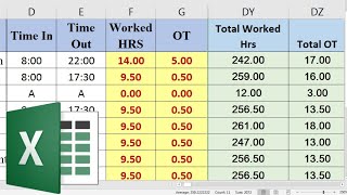 05 Time Sheet in MS Excel  With Salary Slip  Employee Over Time  Employees Payroll  Part 102 [upl. by Bernardine575]