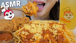 JOLLIBEE ASMR Spaghetti with Chicken Joy with Extra Sauce Relaxing Eating Sounds  NE Lets Eat [upl. by Kcirdot]