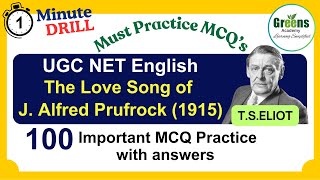 quotThe Love song of J Alfred quot by TSELIOT  UGCNET  SET English MCQ Practice  UPSC English [upl. by Elkcim]