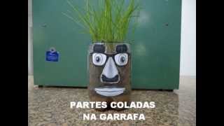 BONECO CABEÇA DE GRAMA  GARRAFA PET [upl. by Rebba]