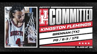 WATCH 4star PG Kingston Flemings commits to Houston  No 18 overall prospect [upl. by Kylah]