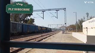 Freight train with WDG4D amp WDP4 diesel locomotive arrival indianrailways freighttrain [upl. by Dnesnwot]