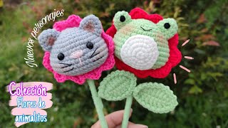 Flor gatico y flor ranita tejida a crochet amigurumi  Tutorial paso a paso [upl. by Iggep]