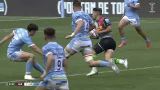 Danny Care sits Louis ReesZammit down with mesmerising step during Harlequins against Gloucester [upl. by Merta]