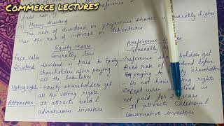 difference between equity shares and preference shares  class 11 business studies [upl. by Adnuhsal66]