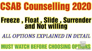 Csab Counselling 2020  Freeze float Slide  Surrender  Not willing  All options details [upl. by Laurens]