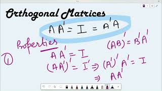 Matrices Linear Algebra  Orthogonal Matrices Properties of Orthogonal matrix  Part7 [upl. by Stoat]