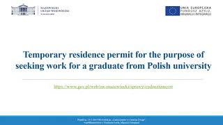 Temporary residence permit for the purpose of seeking work for a graduate from Polish university [upl. by Siramaj]