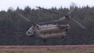 RNLAF Chinook Low pass RAF SPADEADAM [upl. by Ranique]