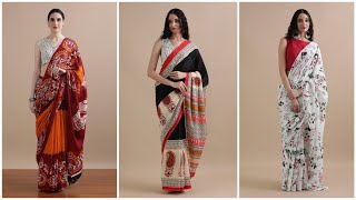 bagru print cotton mulmul sarees 🌻😍 cotton sarees collection [upl. by Odnumde]