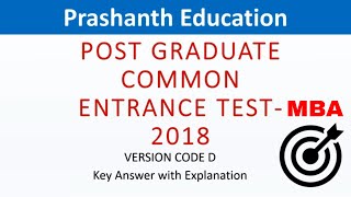 Karnataka PGCET 2020 PGCET MBA 2018 question paper solution with answers Part 1 [upl. by Bellda445]