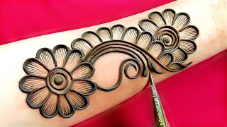 Very beautiful stylish front hand mehndi design  easy arabic mehndi  mehndi ka design  Mehndi [upl. by Rovit]