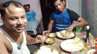 VILLAGE FOOD EATINGrice papor vaji mutton curry ruti [upl. by Siloam392]